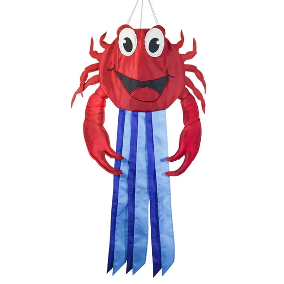 In the Breeze 5051 - 38-inch Crab Windtail - Fun Outdoor Hanging Windsock Decoration