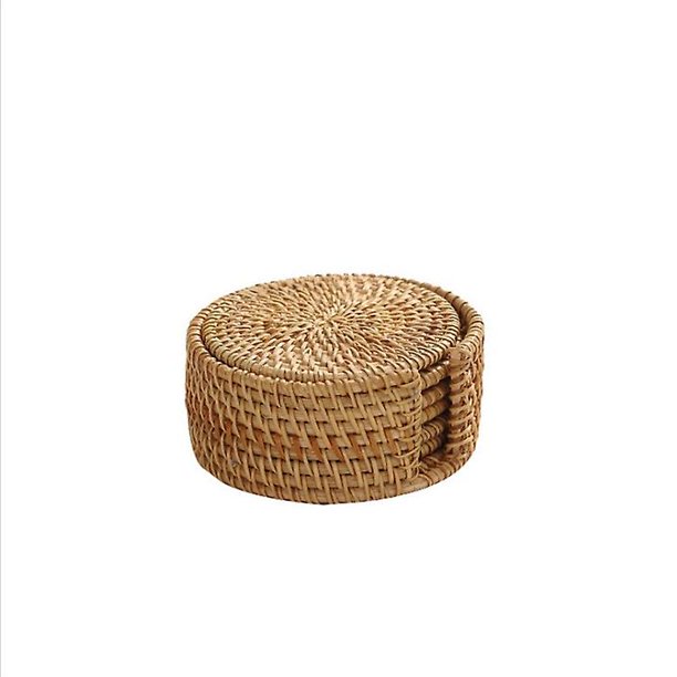 Posavasos de ratán tejido para tazas, artesanías hechas a mano, posavasos de ratán para bebidas, decoración del hogar, soporte para bebidas de mesa de cocina (6 piezas, marrón) XianweiShao 8390611397999