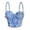 Blue, variant on Women's Spaghetti Strap Cami Crop Tops Floral Beaded Corset Bustier Top Built Pads Slim Fit Lace Up Backless Bodice Shapewear Mint Green S
