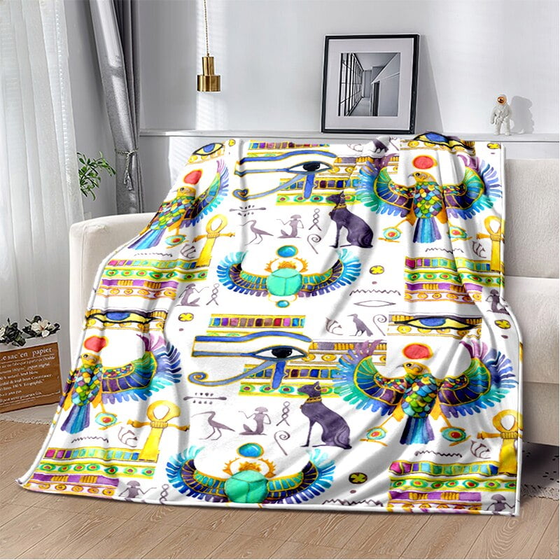 Ancient Egypt Blanket Mysterious Symbol Scarab Throw Blanket Soft Cover