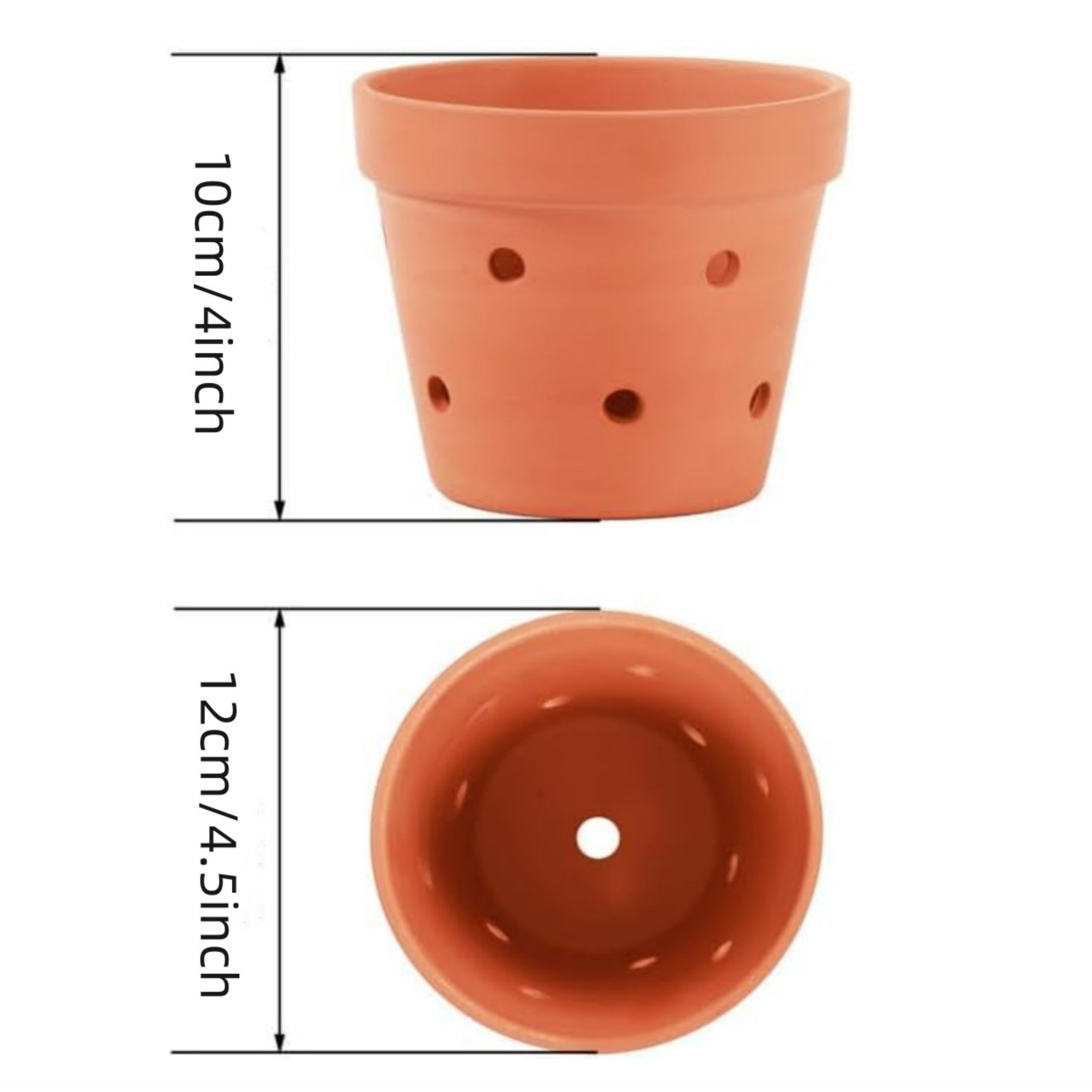 8 Pcs 4.5 Inches Terracotta Orchid Pots with Holes