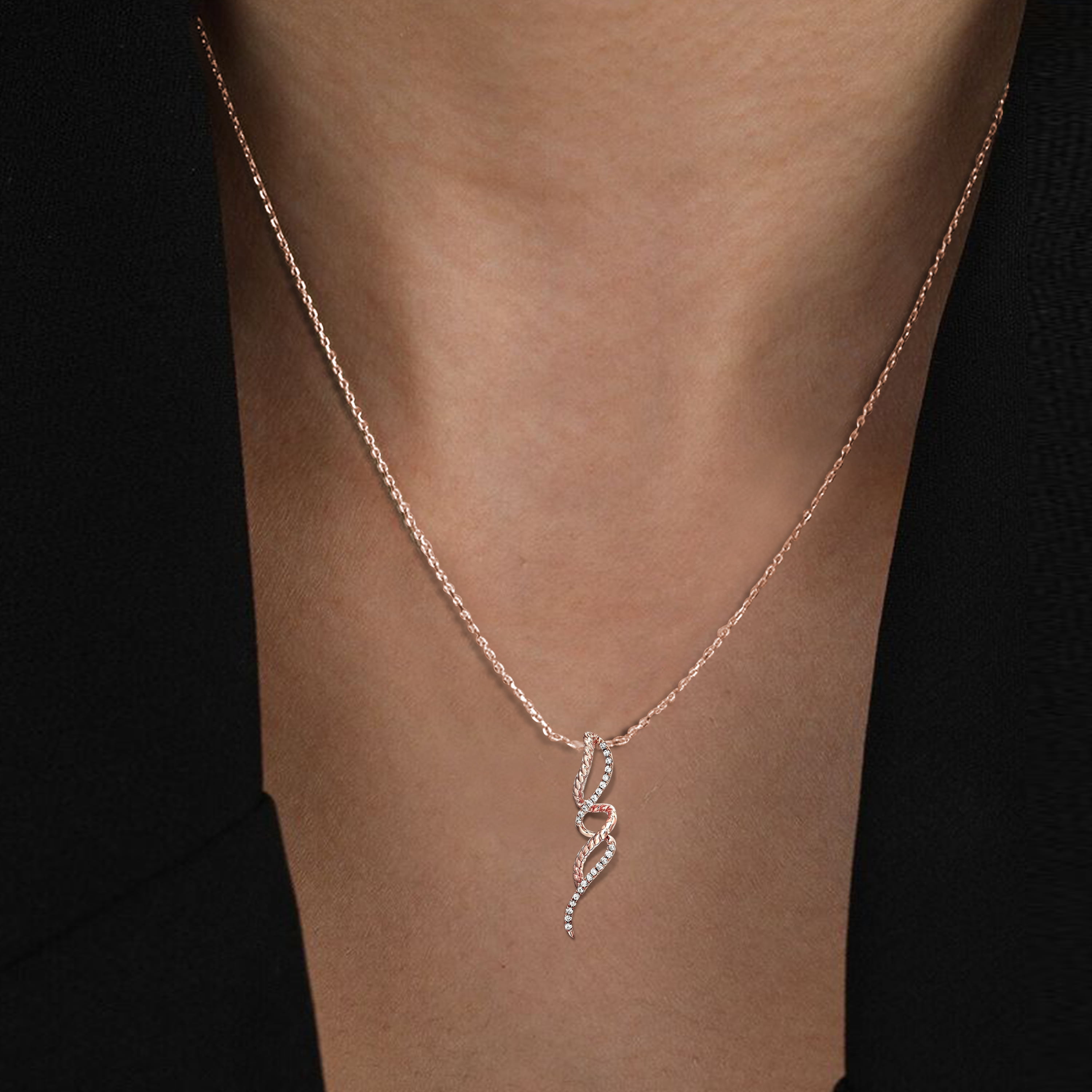Vir Jewels 1/10 cttw Diamond Pendant, Diamond Swirl Pendant Necklace for Women in 14K Rose Gold with 18 Inch Chain, Prong Setting For Female Adult