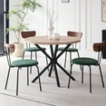 thumbnail image 4 of Stackable Dining Chairs Set of 4, Small Modern Kitchen Chair With Solid Wood Back, Space Saving Fabric Chairs For Apartment, Living Room, Bedroom, Green, 4 of 9