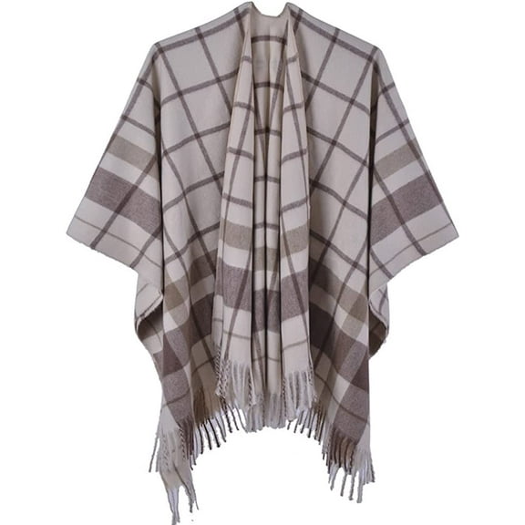CoCopeaunt Women Plaid Shawl Wrap Poncho Double Side Split Large Shawl Scarf Winter Warm Fashion Shawl Blanket