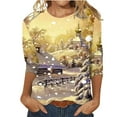 thumbnail image 2 of Uootdi Christmas Gifts Christmas Shirts for Women 3/4 Sleeve Round Neck Tunic Tops Glitter Xmas Tree Print Tshirt Gift Pullover Blouses, 2 of 4