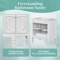 thumbnail image 4 of 30-Inch Bathroom Vanity with Sink, Undermount Ceramic Basin, Storage Cabinet, Multi-Functional Drawers, Vintage Design, Solid Wood Legs, White Finish, 4 of 9
