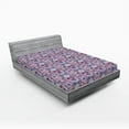 thumbnail image 2 of Ambesonne Abstract Fitted Sheet, Bohemian Hippie Pattern, Queen Size, Plum and Cobalt Blue, 2 of 5