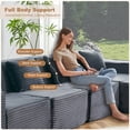 thumbnail image 5 of Montary L-Shaped Modular Sectional Sofa, 4-Seater with Ottoman, Striped Corduroy Fabric, High-Density Foam For Home, Apartment, Office (Dark Gray), 5 of 8