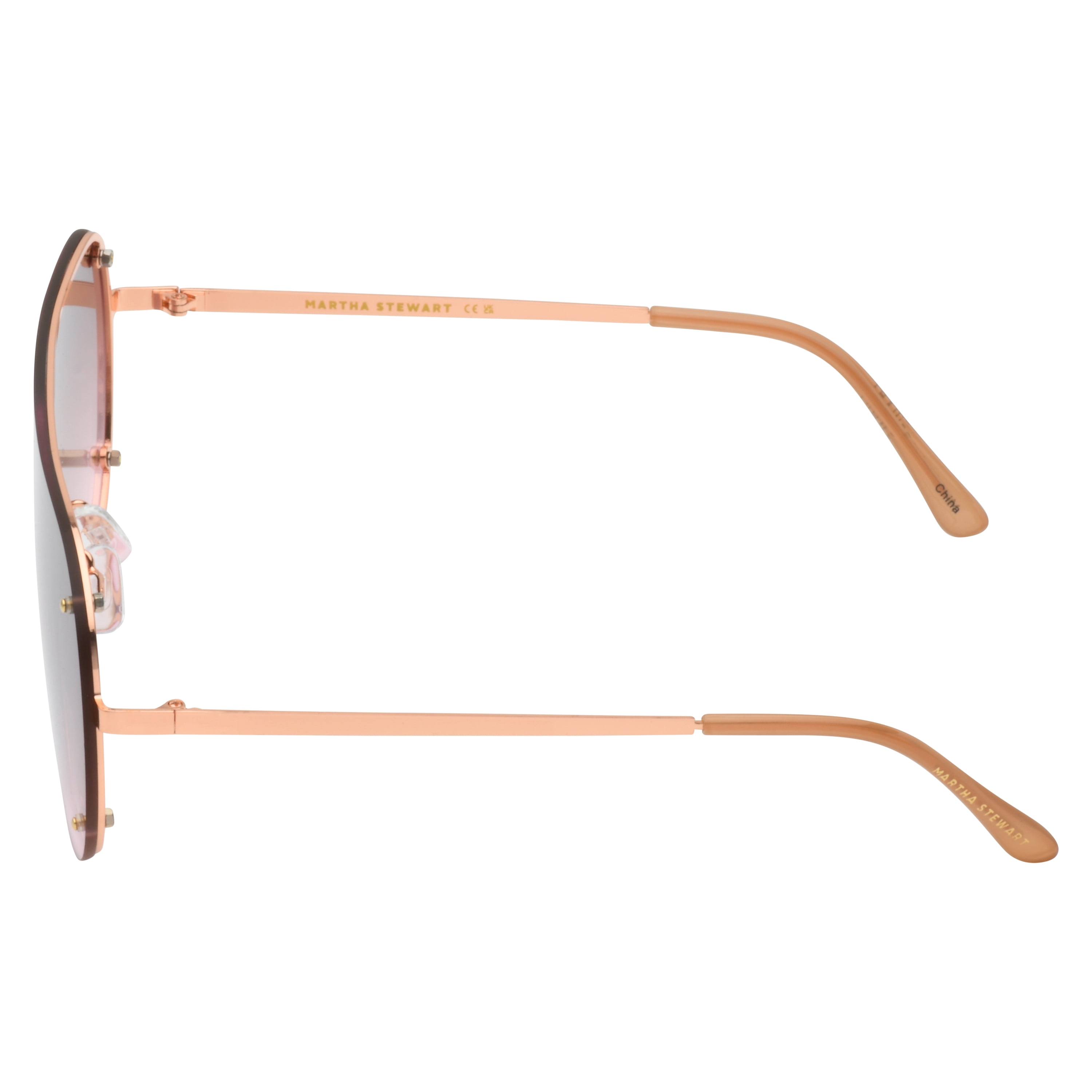 Martha Stewart Women's MS106 Metal UVA and UVB Protective Shield Aviator Fashion Sunglasses, 140mm