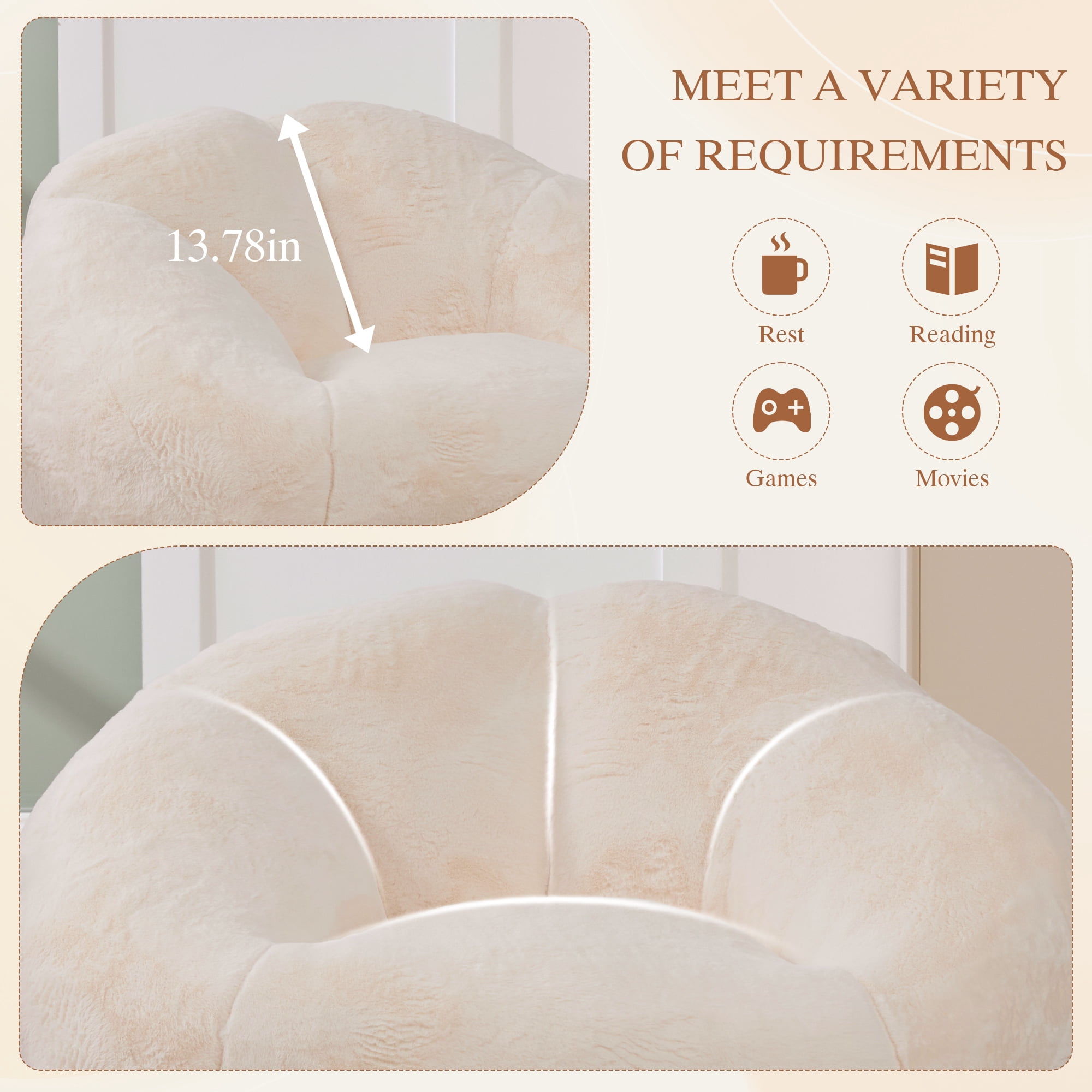 MOONMISS Oversized Bean Bag Chair for Adults,Memory Foam Lazy Sofa Chair with Soft Corduroy Cover,Comfy Floor Lounger for Living Room Bedroom Dorm