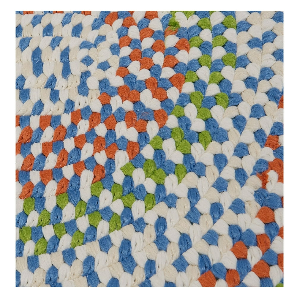 6' Green, Orange and Blue Reversible Round Handcrafted Area Throw Rug