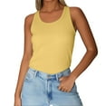 thumbnail image 1 of WZXFASHION Tank Top For Women Summer Sleeveless Neck Ribbed Workout Tank Tops Slim Basic Tee Shirts Camisoles&Tanks Yellow XL, 1 of 9