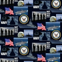 Cotton United States of America Navy Military Cotton Fabric Print by the yard (021-2N-navy) Officially Licensed Sykel Enterpries