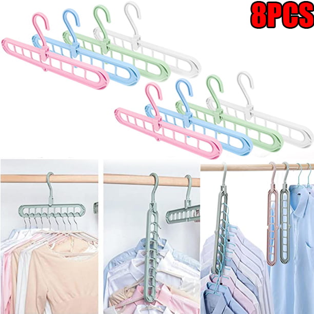 Details about   8 Pack Folding Hangers Clothes Hanger Space Saver Closet Organizer Hook 9-Hole 