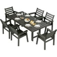 thumbnail image 4 of Jocisland 7-Piece HDPE Outdoor Dining Table Set with 6 Chairs, 71" L Patio Furniture Set, Black, 4 of 10