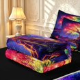 thumbnail image 6 of Homewish Rainbow Tree Of Life Zipper Full Size Comforter Sets with Fitted Sheet and 2 Pillowcases,Dark Purple Starry Night Sky Zipper Bedding Set,Black Reversible,4pcs, 6 of 8