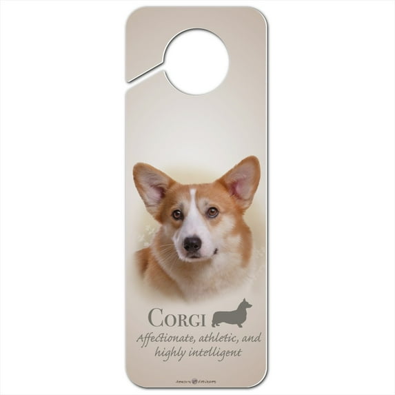Corgi Dog Breed Plastic Door Knob Hanger Sign