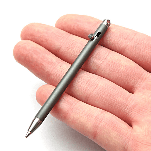 Mini Compact Bolt Pen Portable Keychain Pen Portable Travel Metal Ballpoint Pen Signing for Guests Gray Titanium,1 x Pure Titanium Mini Pen,Gray Titanium