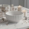 thumbnail image 3 of Decorative Ridged Pedestal Style Bowl for Coffee Table Decor - Modern Home Decor Accents for Kitchen Counter and Centerpiece Table Decorations - Perfect Candy or Key Accent Bowl - 6", White, 3 of 8