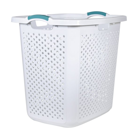 Durable Plastic Laundry Hamper – White, 2.5 Bushel Capacity