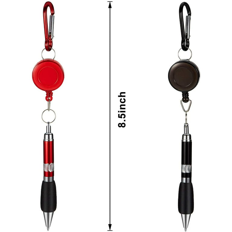 12 Pieces Retractable Pull Pen Clip Pen Retractable Reel Holder 3-in-1 Handy Retractable Badge Reel Pen Belt Clip Keychain Clip with Retractable Pen
