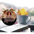 thumbnail image 3 of Eveokoki 11" Hello September Wooden Door Sign, Welcome Front Door Plaque Hanger Home Decoration for Farmhouse Office Coffee Shop,Hanging Sign Board with Hanging String for Home Decor, 3 of 5