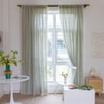 thumbnail image 2 of Boho Curtains Embroidery Striped Linen Curtains 96 Inches Long 2 Panels for Bedroom Sage Green Farmhouse Curtains Bohemian Light Filtering Window Curtains for Living Room( 52" W x 96" L,Sage Green), 2 of 18