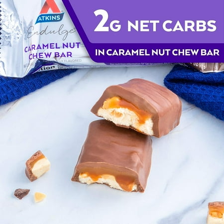 Atkins Endulge Treat, Caramel Nut Chew Bar, Keto Friendly, 5 Count