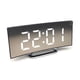 thumbnail image 2 of Reloj despertador digital Reloj electrónico curvo Pantalla LED grande Reloj con espejo Reloj despertador silencioso (pilas no incluidas), 2 of 4
