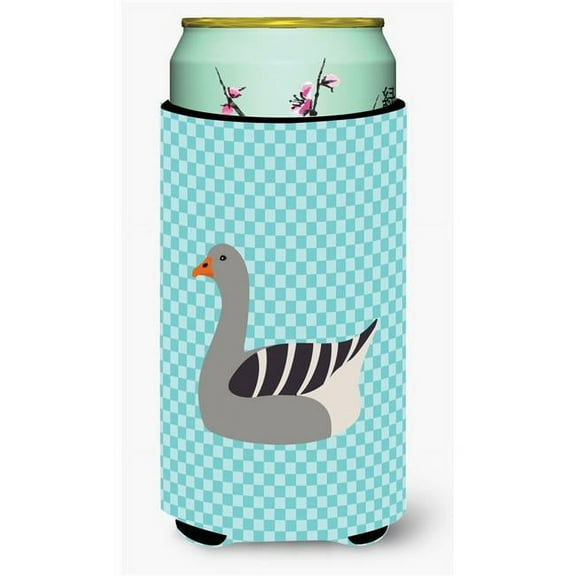 Pilgrim Goose Blue Check Tall Boy Beverage Insulator Hugger