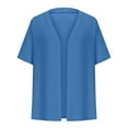 thumbnail image 5 of qolati Plus Size Shrugs for Women 3/4 Sleeve Cropped Cardigan Dressy Casual Open Front Lightweight Bolero Outwear Trendy Fall Clothes Blue XXL, 5 of 7