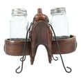 thumbnail image 5 of Country Western Cowboy Horse Saddle Silver Conchos Salt Pepper Shakers Holder, 5 of 7