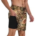 thumbnail image 2 of Lsque Animal Leopard Pattern Mens Swim Trunks- Bathing Suit Compression Liner - Beach Swim Shorts Swimwear - (S-3XL) - Stretch Quick Dry-3X-Large, 2 of 6
