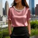 thumbnail image 2 of Eres Más Que una Camisa de Puntuación de Prueba Casual de Color Sólido Cuello Redondo de Manga Corta Moda Superior de Poliéster, 2 of 6