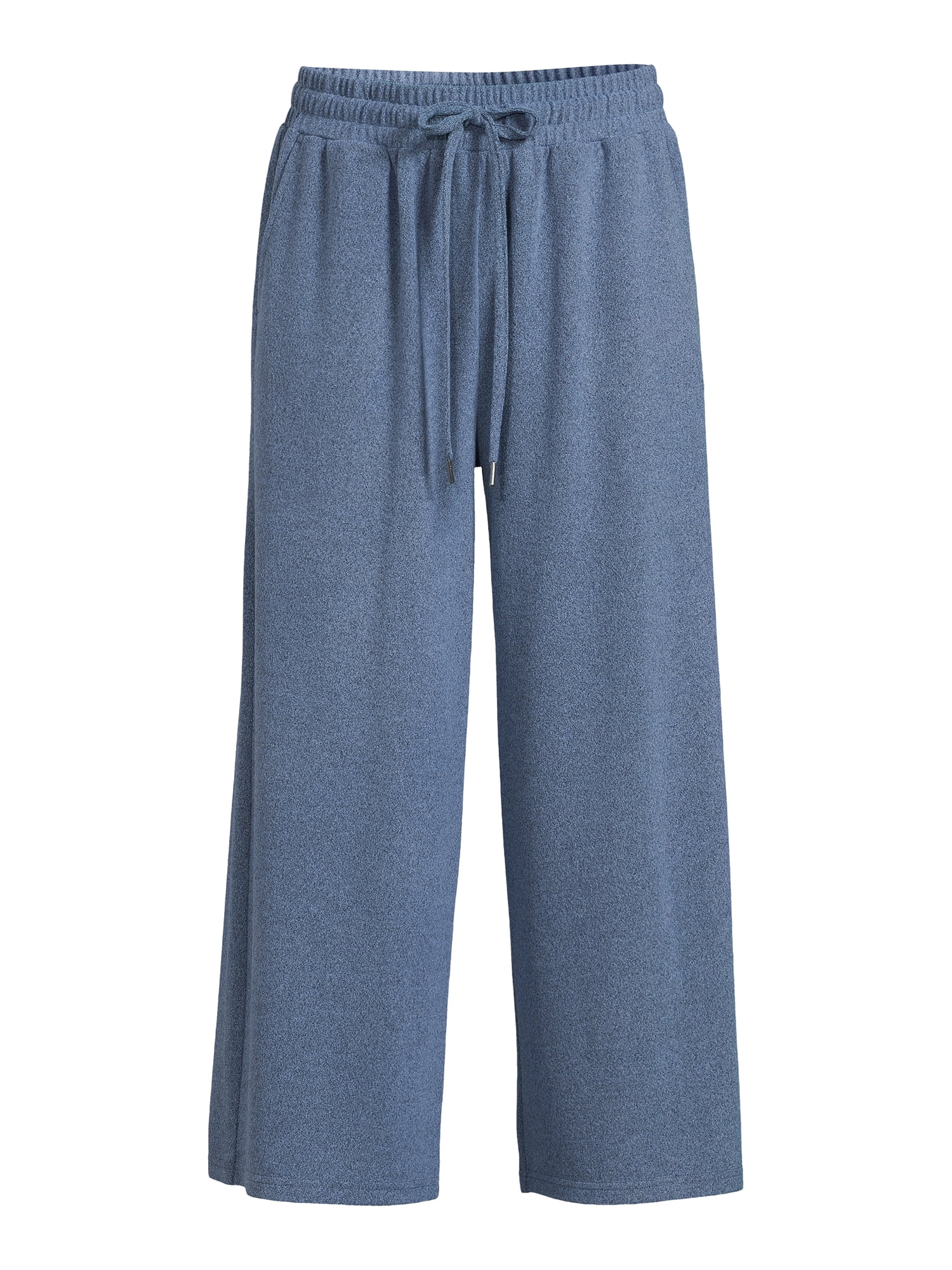 Time and Tru Women’s Mid-Rise Brushed Hacci Pull-on Cropped Wide Leg Pants