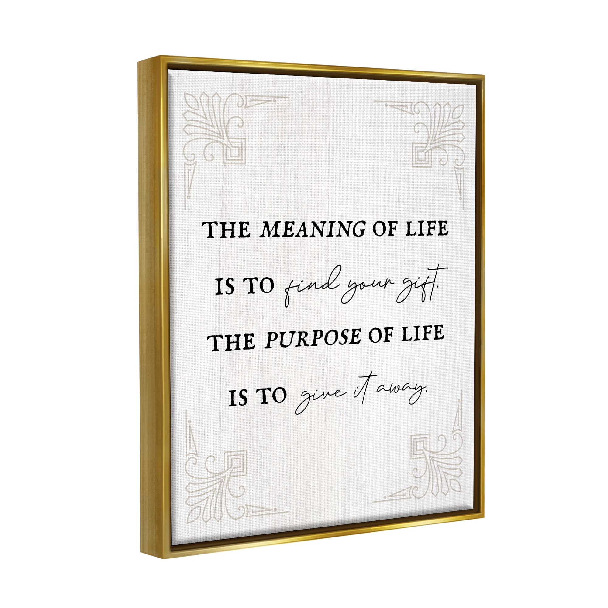 Stupell Industries Find Your Gift Phrase Inspirational Painting Gold Floater Framed Canvas Art Print Wall Art, 25 x 31