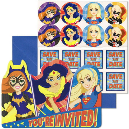 DC Superhero Girls Birthday Girl Party Invitation 16 Count Save the Date Stickers