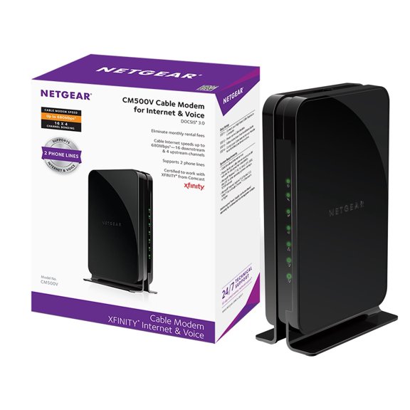 Netgear 16 x 4 Cable Modem (No WiFi); Certified for XFINITY by Comcast, Time Warner, Charter, and more (CM500V-100NAS)