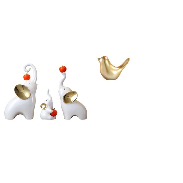 Esculturas de elefantes,Estatuas de elefantes,decoración del hogar,artesanías de cerámica,Figuras de elefantes familiares Adornos de escritorio,Figura de pájaros,Figura de pájaro