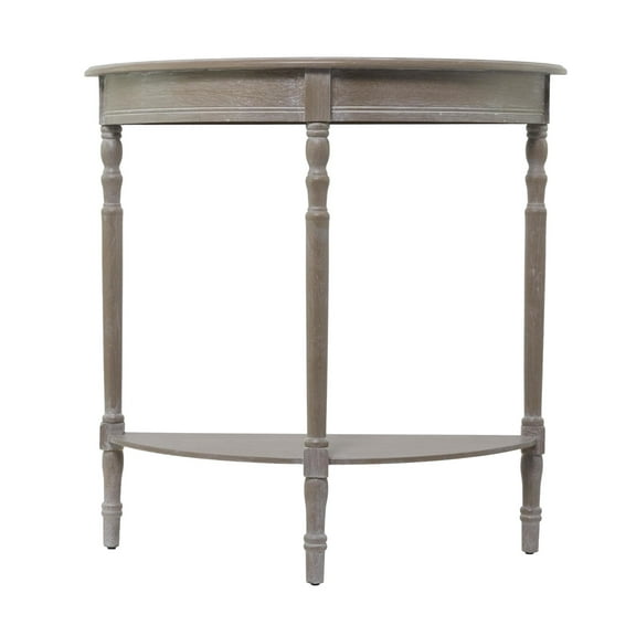 DecMode Half-Round Shape, Solid Pine Wood, Classic and Traditional Console Table, 32"W x 12"L x 32"H, Light Brown with Whitewash/Neutral Finish