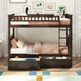 thumbnail image 2 of Euroco Pine Wood Convertible Twin over Twin Bunk Bed with Storage 2 Drawers,  Espresso, 2 of 17