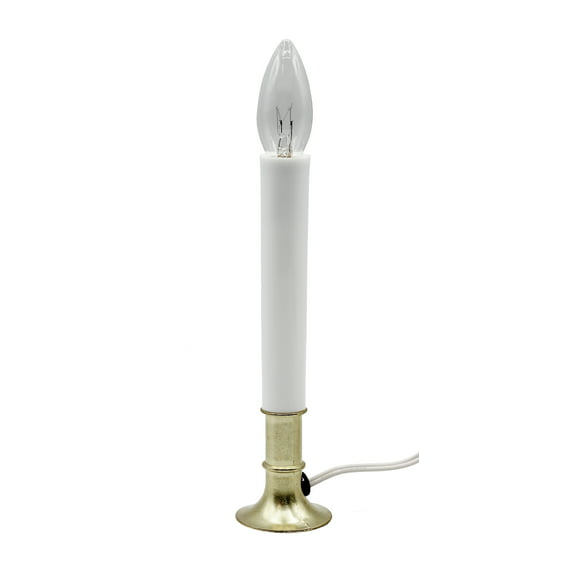 Creative Hobbies Electric Window Candle Lamp with Brass Plated Base, On/off Switch, Light Bulb, Ready to Use!