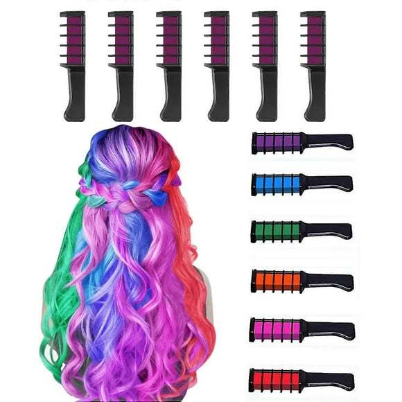 6 Color Hair Chalk Comb Fluorescent Purple Hair Chalk for Kids