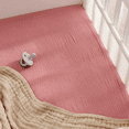 thumbnail image 3 of Comfy Cubs Muslin Fitted Bassinet Crib Sheet, Extra Soft 100% Muslin Cotton - 2 Pack, Dusty Rose and Blush, 3 of 7