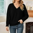 thumbnail image 2 of Solid Color Oversized V Neck Casual Versatile Knitted Pullover Sweater Soft Comfortable Everyday Wear For Fall Winter Fashion, 2 of 5