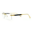 thumbnail image 6 of Mens Hustler Rimless Narrow Rectangle Metal Rim Fashion Eyeglasses Gold Black, 6 of 8