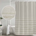 thumbnail image 5 of Extra Long Shower Curtain 72x96 Inch, Grey Striped Shower Curtain Waterproof Bathroom Decor, Vintage Stripes Ombre Fabric Bath Curtain Set Accessories with Hooks, 5 of 7