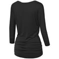 thumbnail image 2 of Made by Johnny Women's Boat Neck 3/4 Sleeve Draped Dolman Top with Side Shirring Premium Shirt L BLACK, 2 of 6