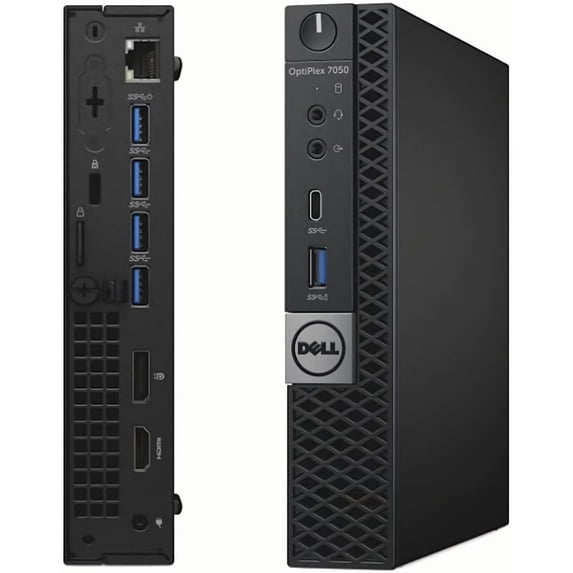 Pre-Owned Dell OptiPlex 7050 Tiny Micro Form Factor Desktop Computer PC, 3.2 GHZ Intel Core, i5 Quad Core, 4 RAM, 250 SATA Hard Drive, Windows 10 Professional