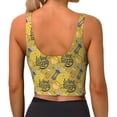 thumbnail image 3 of Bixox Women's White Wine Seamless Pattern Fitness Navel Tank Top U-Back Yoga Tank Top Sweatshirt Sports Bra, 3 of 7